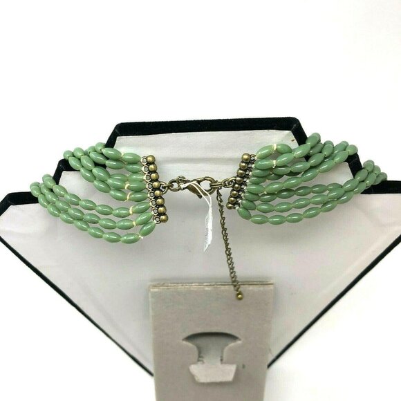 Lia Sophia GODDESS Beaded 8 Strand Green Blue Necklace Egyptian Statement Tribal - Picture 4 of 4
